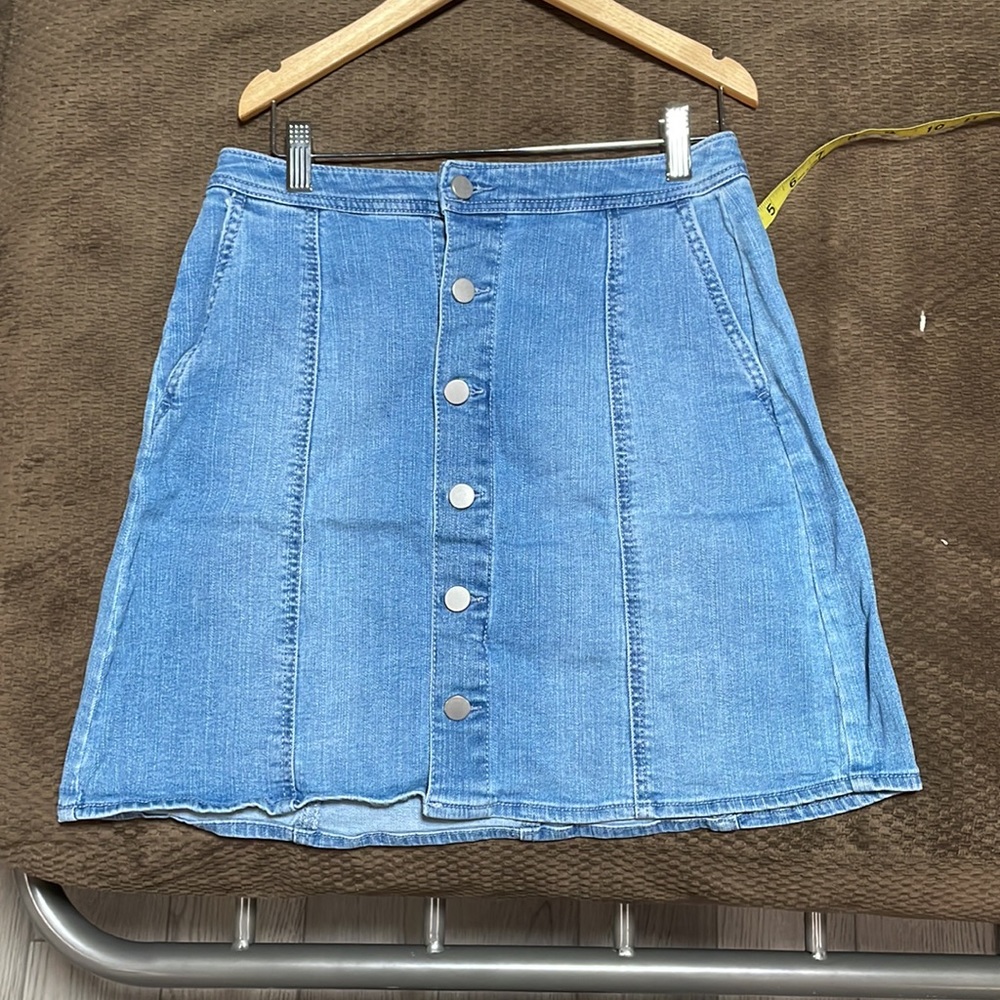 Denim Button Front Skirt